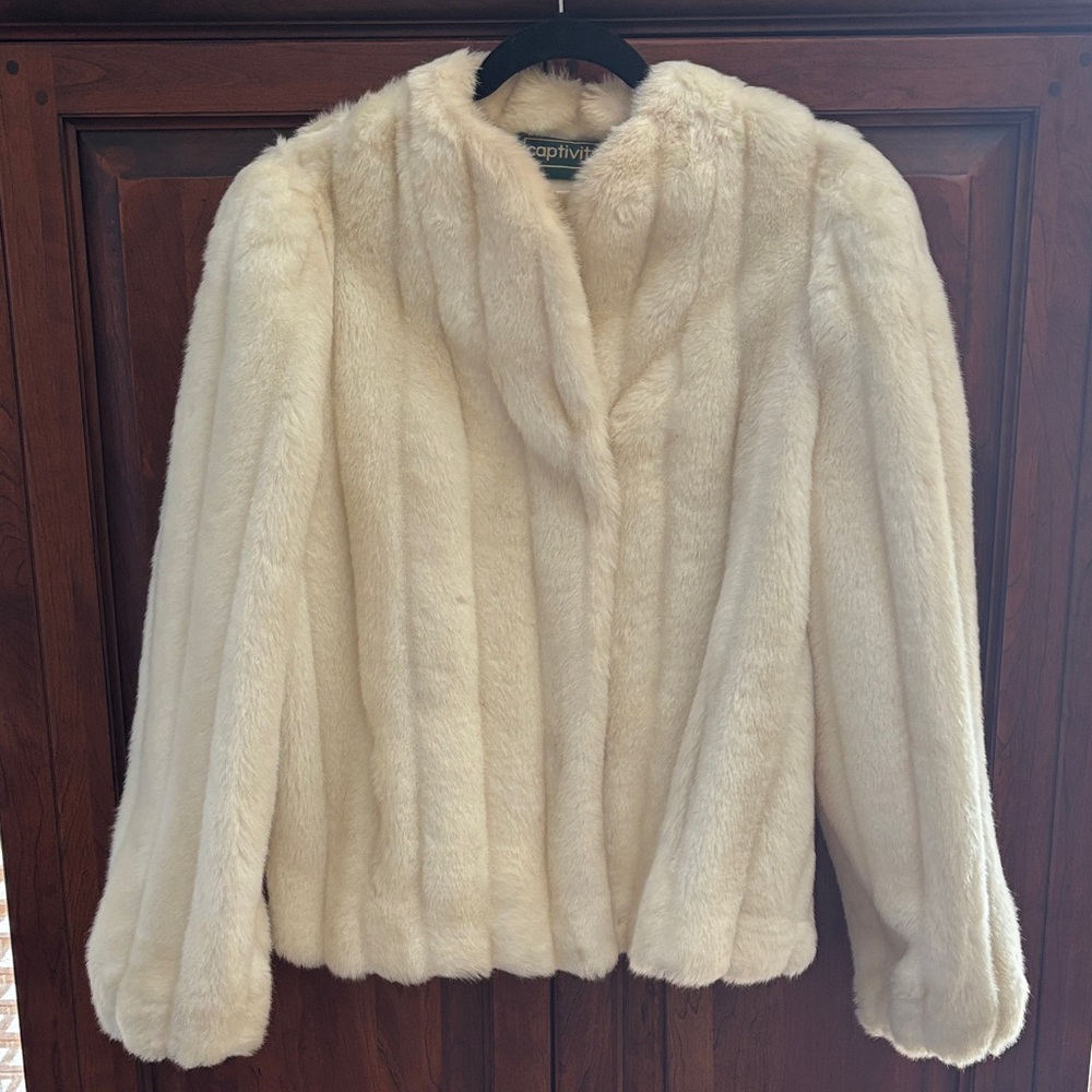 Cream Teddy Jacket - Women's Plush Coat